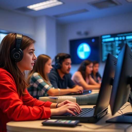 A Zenith Academy instructor leading a coding session with students